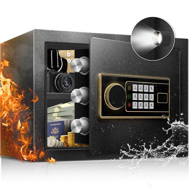 Fdsutvit 1.8 Cu Ft Safe Box for Home - Steel Lock Box for Office & Home Security, Digital Electronic Keypad, Alarm System & Removable Shelf, Safety Box for Documents Money Jewelry