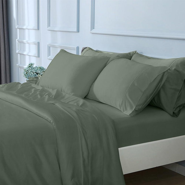 GOKOTTA King Size Bed Sheets 6 Piece Set, Ultra Soft Sheets, Cooling for Hot Sleepers - Hotel Luxury Silky Breathable Sheets, Deep Pocket Up to 16" - 100% Rayon Derived from Bamboo (Green)