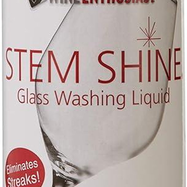Wine Enthusiast Stem Shine - Wine Glass Liquid Cleaner to Eliminate Streaks, Remove Odor, Clean Contaminants & Grim – Hand Wash Delicate Glassware & Crystal (16 oz)