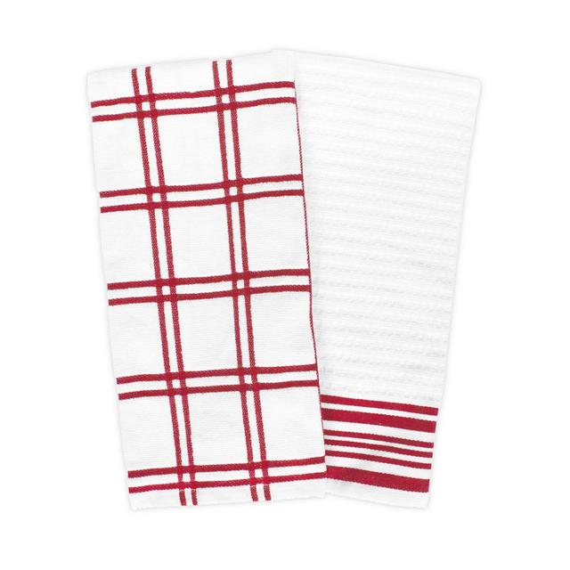 KitchenSmart® Colors Plaid Windowpane Kitchen Towels in Red (Set of 2)