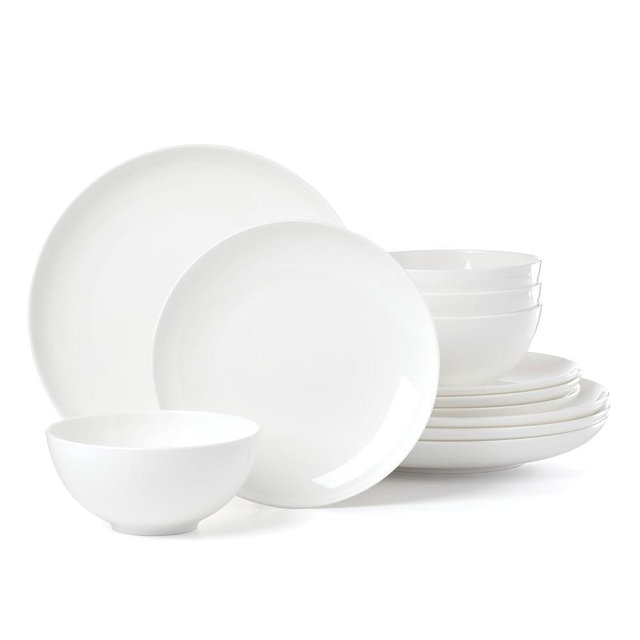 Lenox Dinnerware Set, Studio 1414 Coupe 12-Piece Set, Service For 4, Bone China Material, Dishwasher & Microwave Safe, Home And Kitchen, Kitchen And Dining, Plates And Bowls Sets (White, 12 Pieces)