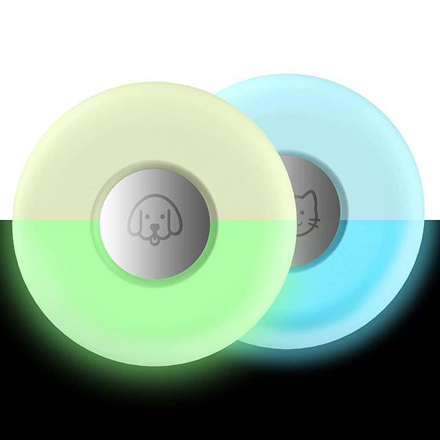 Air tag Holder for Dog Collar(2 Pack), Silicone Pet Collar Case for Apple Air Tags, Anti-Lost Air Tag Case Pet Loop Holder Compatible with Dog Collars & Backpack Accessories (Glow in Dark)
