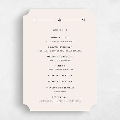Beige Ticket Wedding Program - Corinth