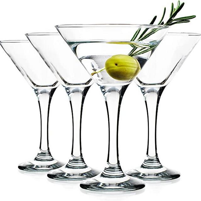Glaver's Martini Glasses Set of 4 Cocktail Glasses, 6 Ounce Strong Lead-Free Glass, Stemmed Margarita, Martini Glasses, For Bar, Martini, Gimlet, Bar, Wine And More Dishwasher Safe