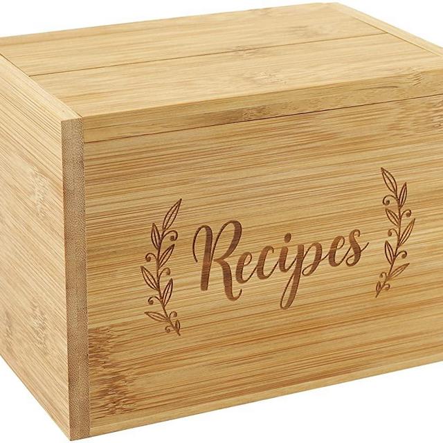 Bamboo Recipe Box Set (includes 50 recipe cards and 24 dividers)
