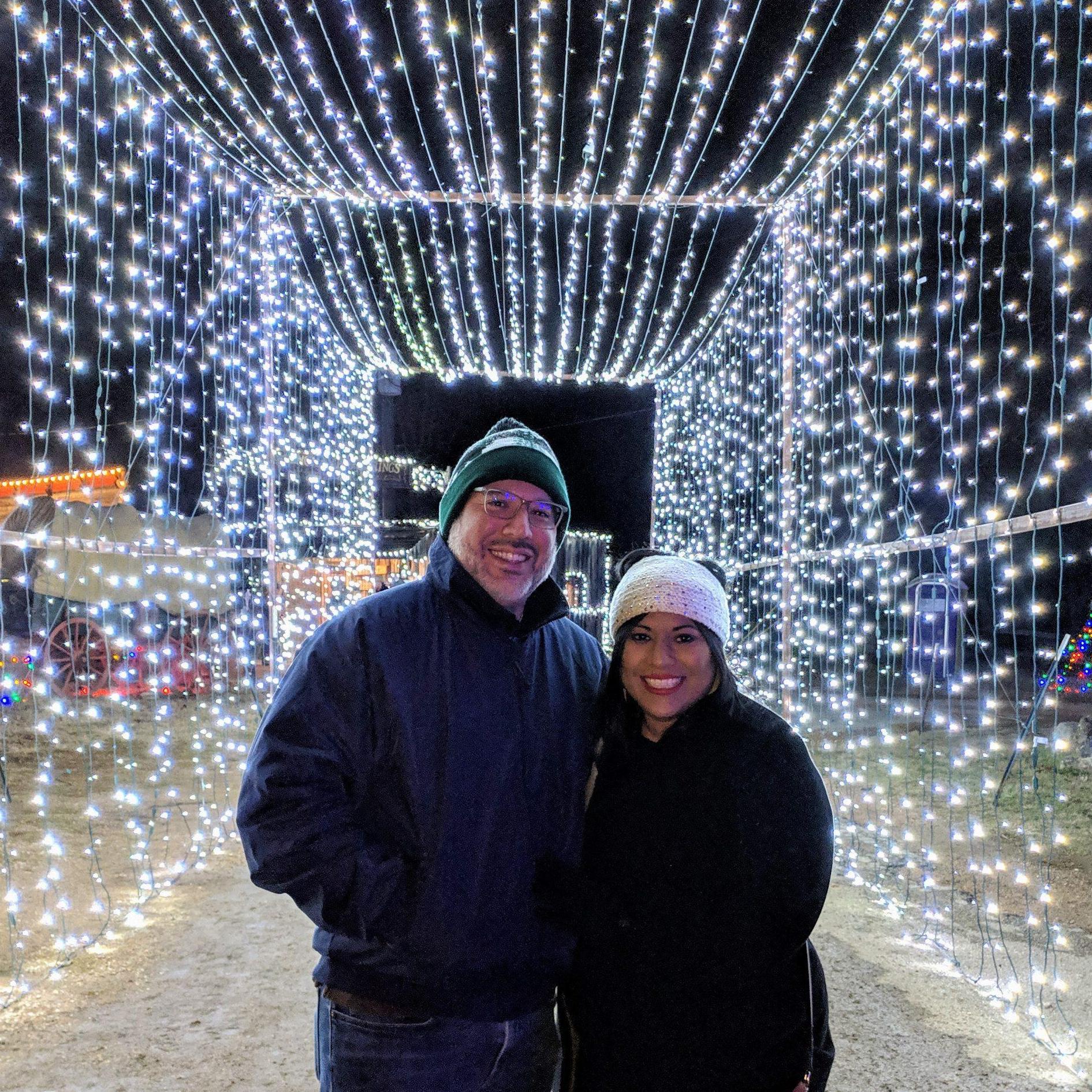 Enjoying the Christmas lights!