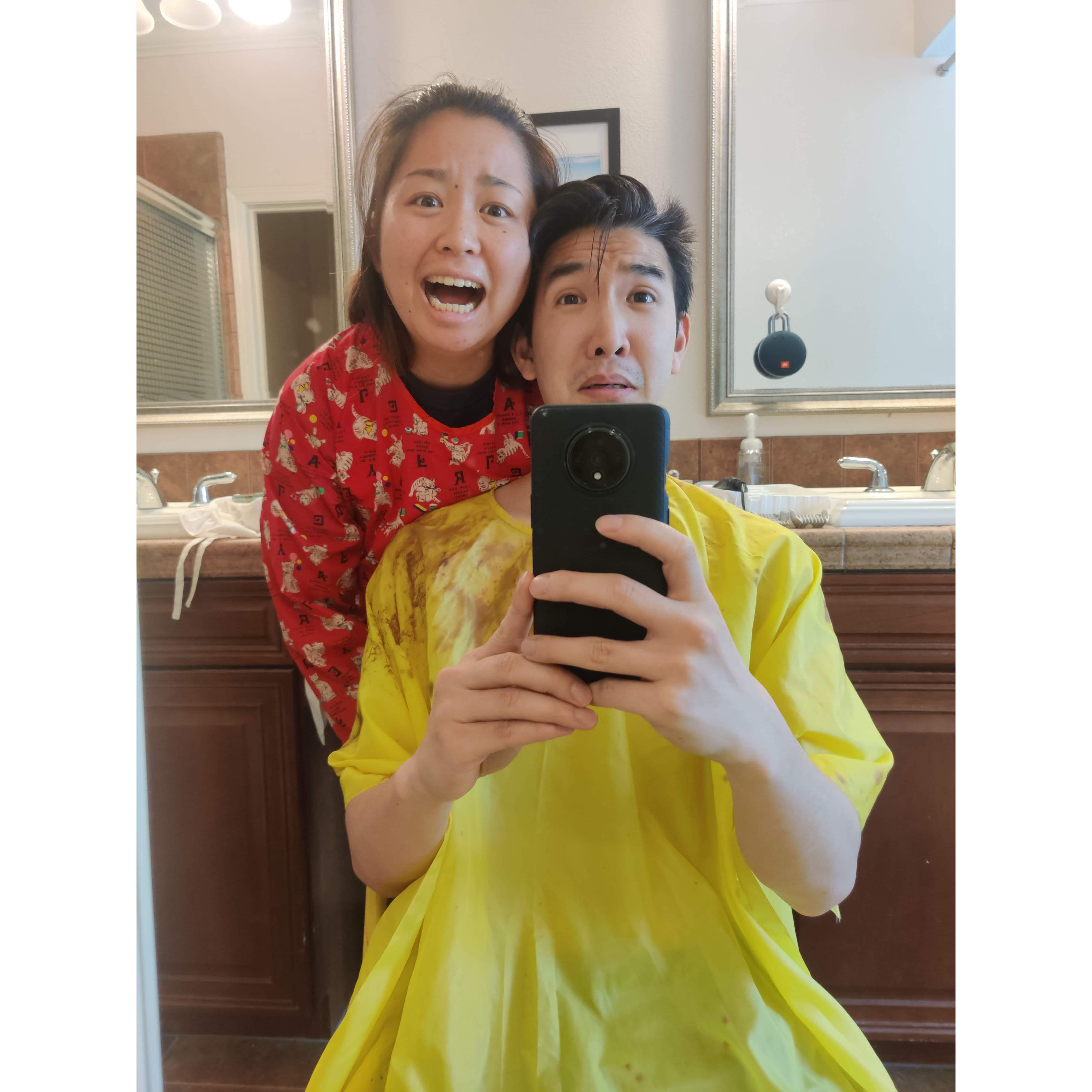 right before giving Victor one of many terrible but necessary pandemic haircuts