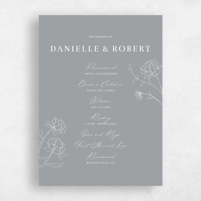 Pewter Gray, Grey Wedding Program - Ingrid