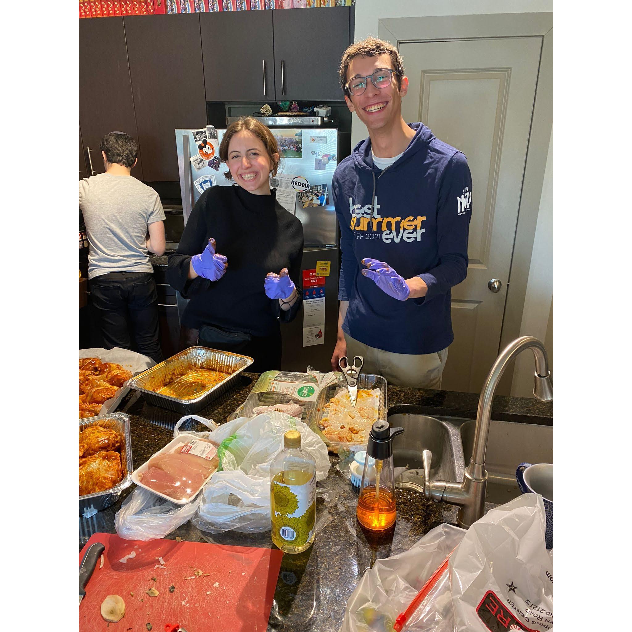 11/3/23: Making chicken for Leora's first visit to UMD.