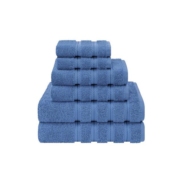 American Soft Linen 6 Piece Towel Set, 100% Cotton Bath Towels for Bathroom, Electric Blue