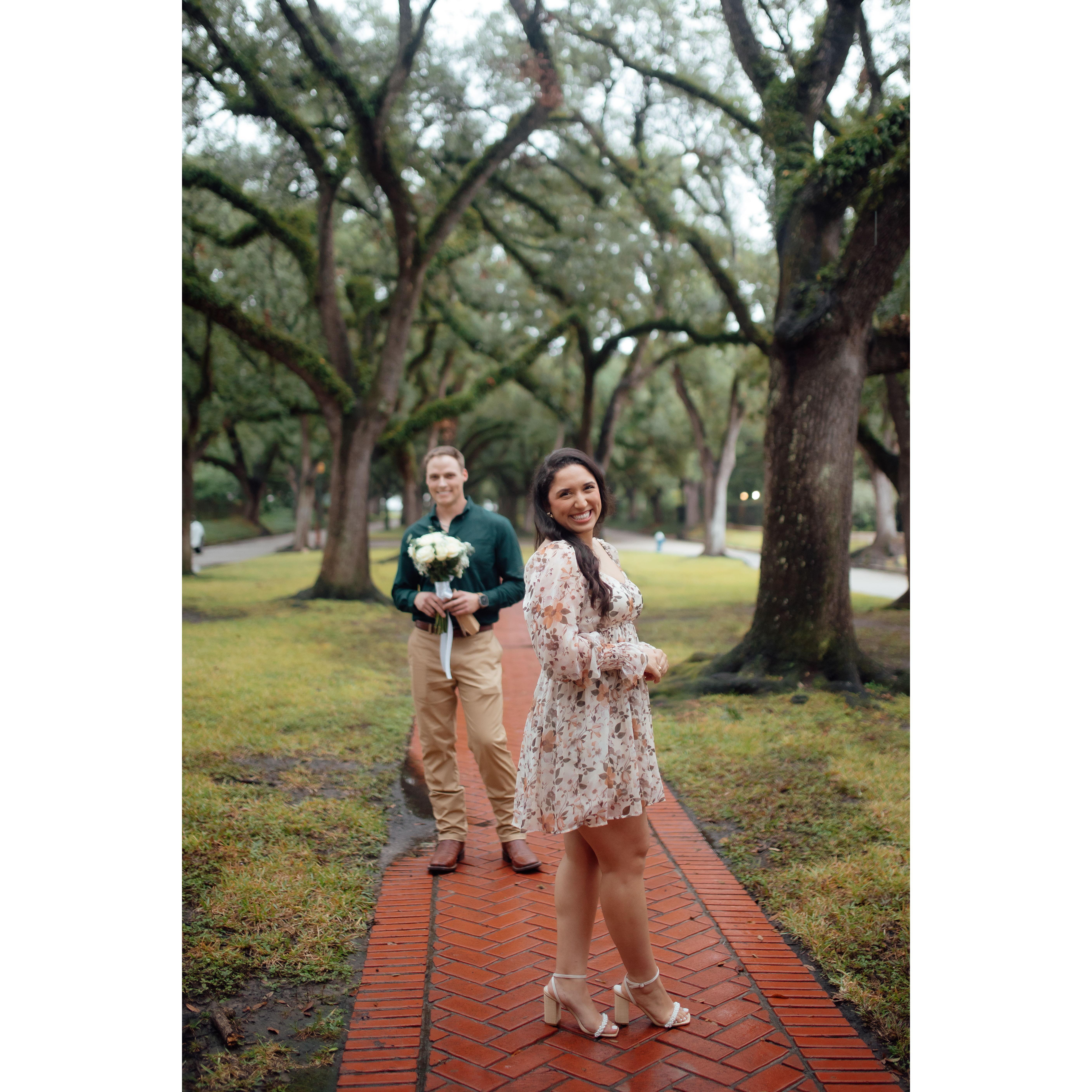 The surprise proposal! Michael was supposed to be at work, so Lauren thought. Meanwhile, Lauren posed for family pictures while Michael stood behind a tree for 30+ minutes waiting for the perfect time