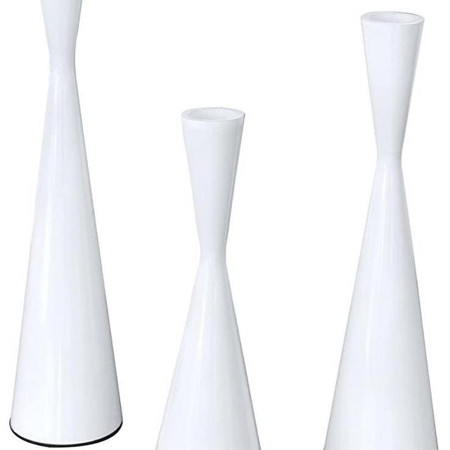 Vixdonos Taper Candlestick Holders Metal Candle Holders Set of 3 Table Decorative Candle Stand for Wedding, Dinning, Party,Home Decor (White)