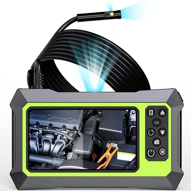 Dual Lens Video Endoscope Camera with Lights, Anhendeler 1080P Borescope Inspection Camera with 8 mm IP67 Waterproof Sewer Snake Camera，6+1 LED Lights,16.5FT Semi-Rigid Cable, 32GB Card