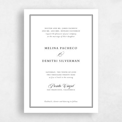 Black Wedding Invitation - Newport Portrait Letterpress