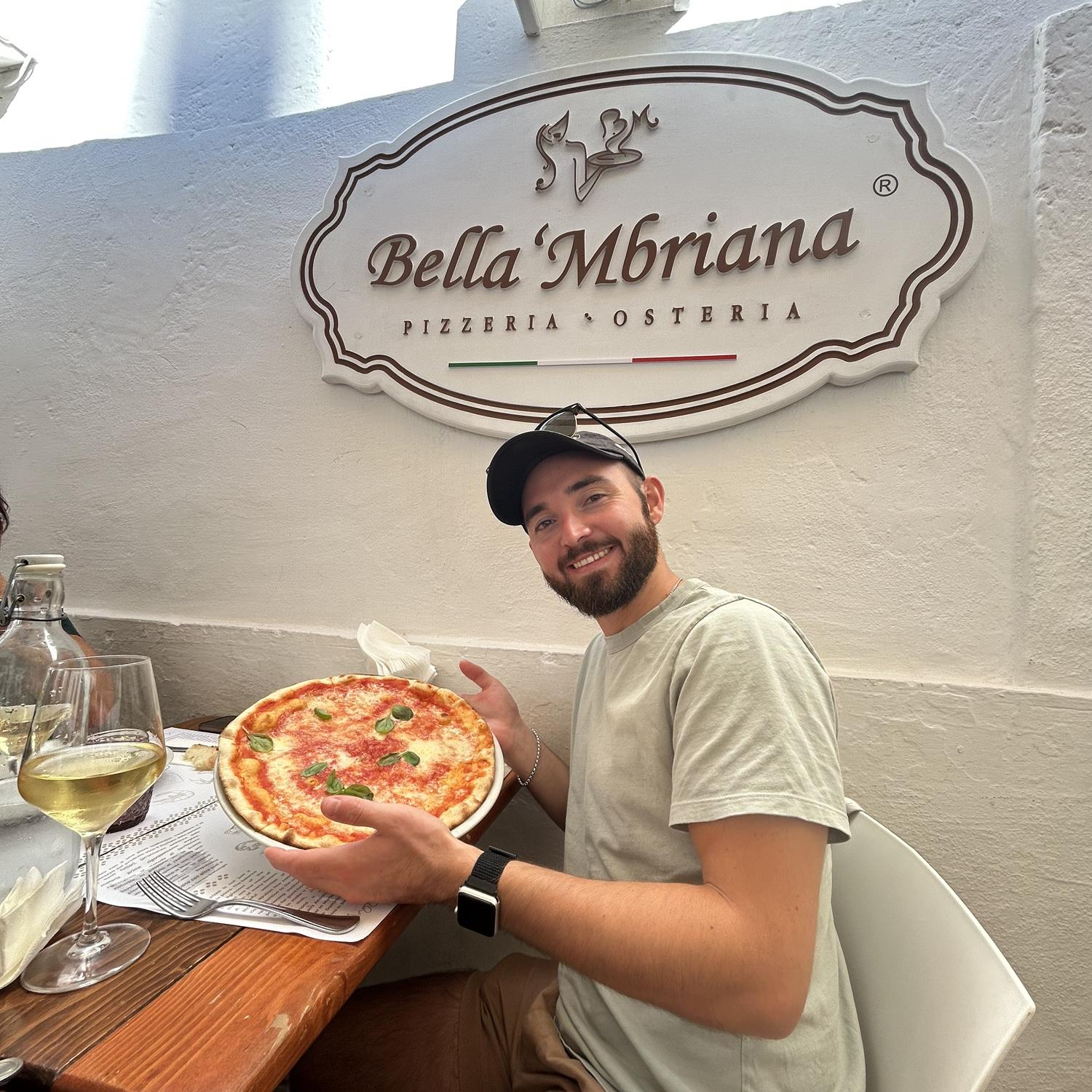 Pizza man’s first pizza in Italy