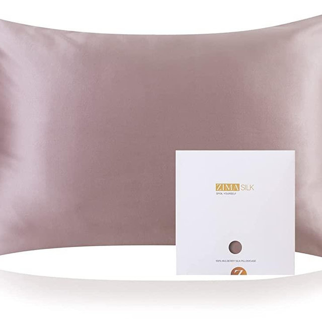 ZIMASILK 100% Mulberry Silk Pillowcase for Hair and Skin Health,Soft and Smooth,Both Sides Premium Grade 6A Silk,600 Thread Count,with Hidden Zipper,1pc (King 20''x36'',Gray Brown)