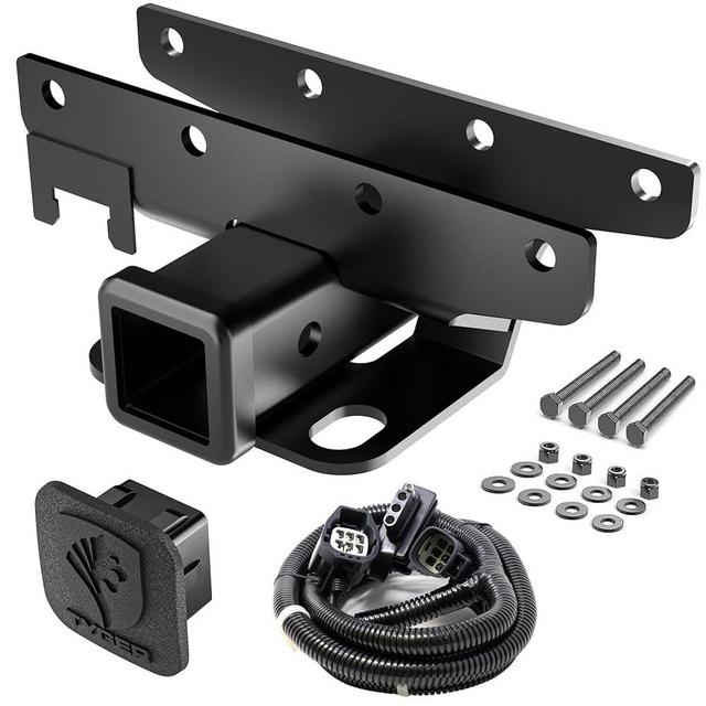 TYGER Towing Combo: 2inch Receiver Hitch & Wiring Harness & Hitch Cover Fits 2007-2018 Wrangler JK 2Dr & 4Dr (Exclude 2018 JL Models)