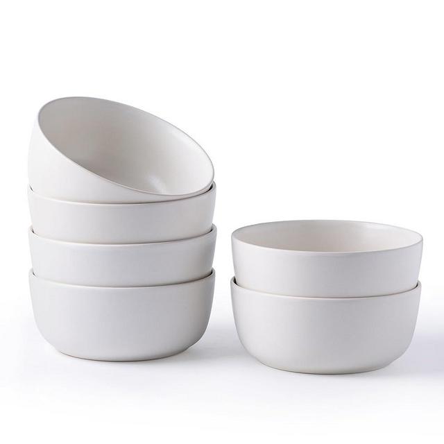 AmorArc Stoneware Cereal Bowls Set of 6, 26oz Soup Bowls Set for Cereal Soup Snacks, Modern Kitchen bowls for Meal, Dishwasher &Microwave Safe, Matte White