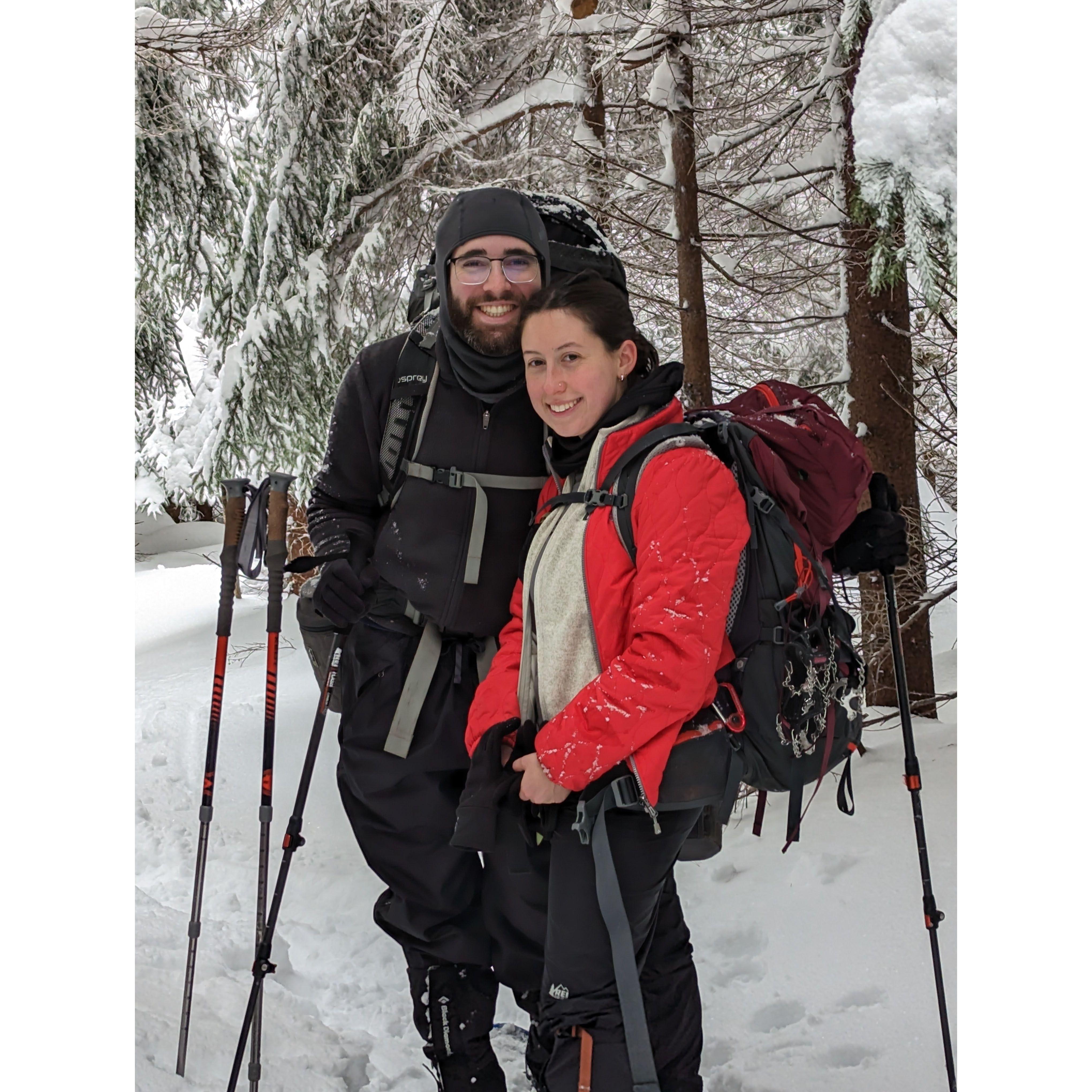 Breaking 8 miles of trail in 18 inches of fresh powder near Hunter Mountain.