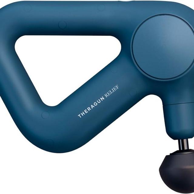 TheraGun Relief Handheld Percussion Massage Gun - Easy-to-Use, Comfortable & Light Personal Massager for Every Day Pain Relief Massage Therapy in Neck, Back, Leg, Shoulder and Body (Navy)