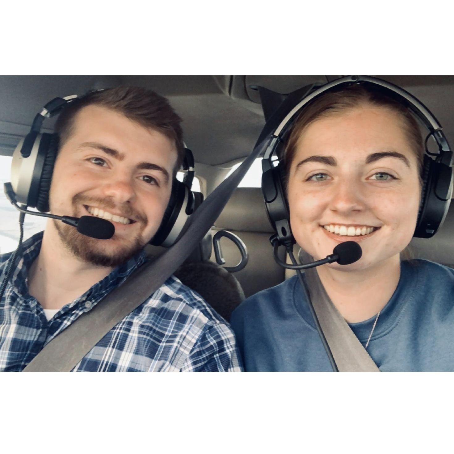 Our first flight together down to Omaha!