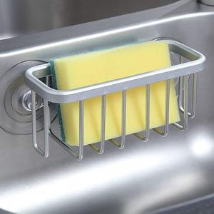 SunnyPoint NeverRust Kitchen Sink Suction Holder for Sponges, Scrubbers, Soap, Kitchen, Bathroom, 6"L x 2.36" W x 2.56"H , Aluminum (Mat Silver, Set of 1)