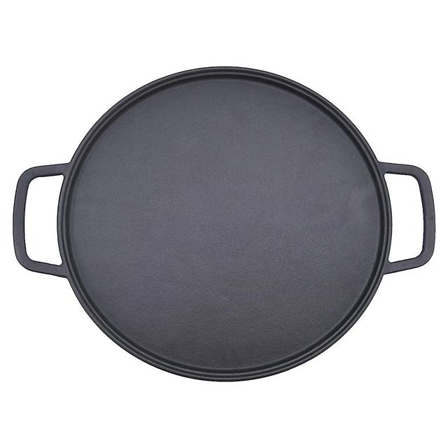 GGC 14" Cast Iron Pizza Pan Round Flat Pans Make Different Dishes for Baking Stove Oven Grill and Campfire, Heavy Duty Non Stick Evenly Heat for Pizza Tortillas Eggs Bacon and Meat