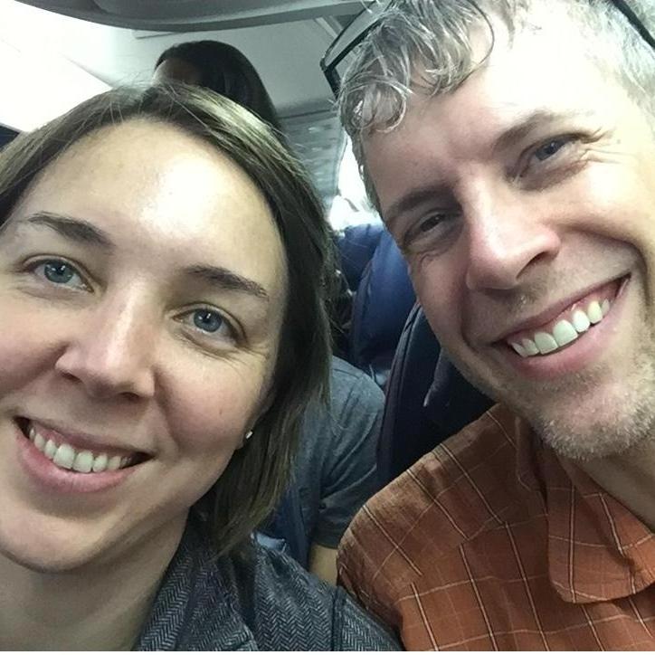 Date #79 -- Look at us smiling innocently at the start of our first "real" vacation together. In less than 5 hours on Maui Nat will have 5 stitches in her heel.