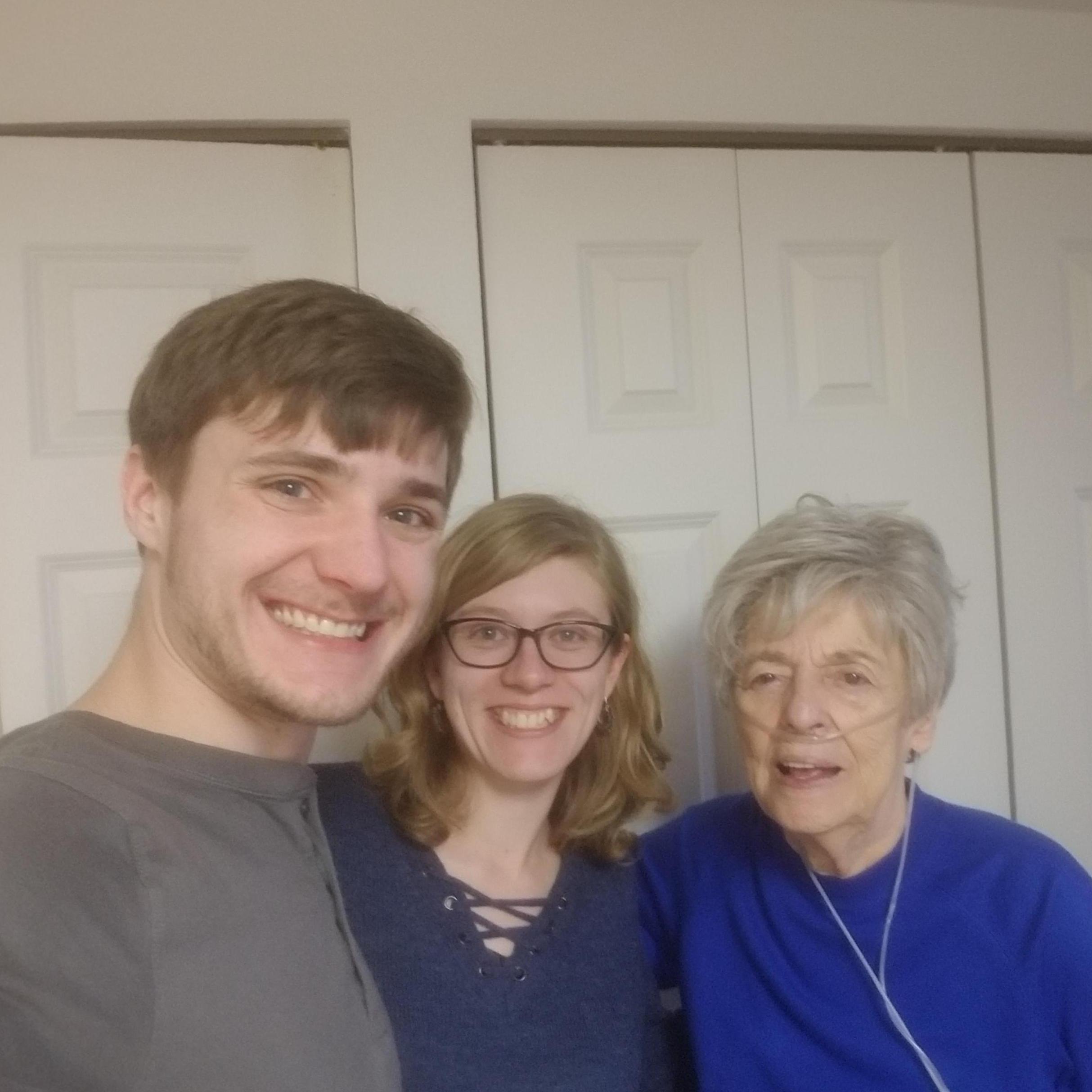 Hanging out with Marshall's grandma Marilyn! We are getting married on her birthday.