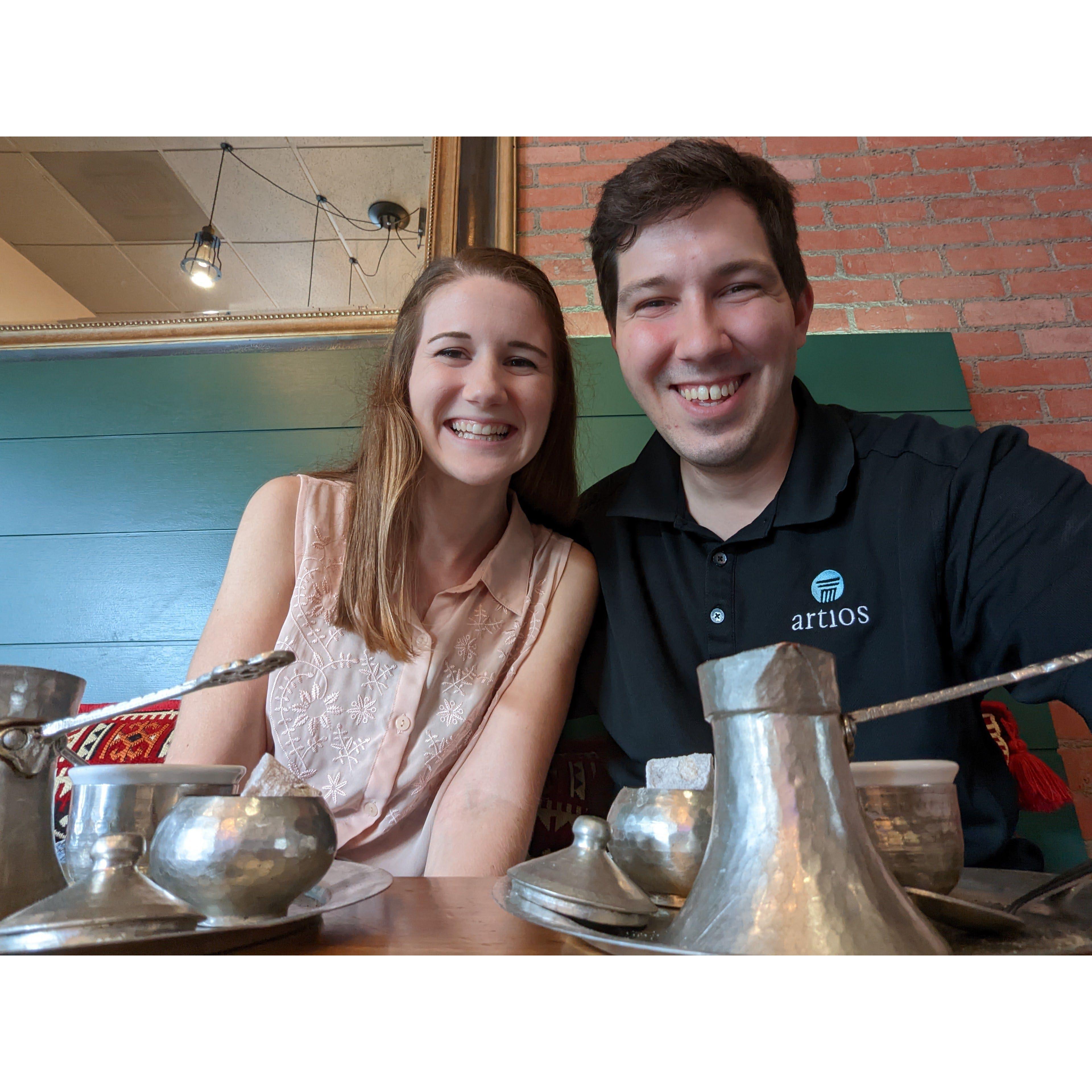 Ben sharing Bosnian food with Ayla!