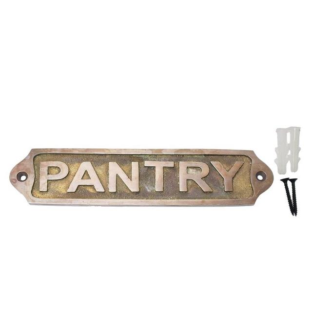 Quality Home Crafts Sam Star Brass Metal Door Sign Plaques|Antique Finish|Easy DIY Installation Plaques|Best Home Decor Plaques|Plaques for Gents,Ladies,Office,Laundry,Restroom,Pull,Parking (PANTRY)