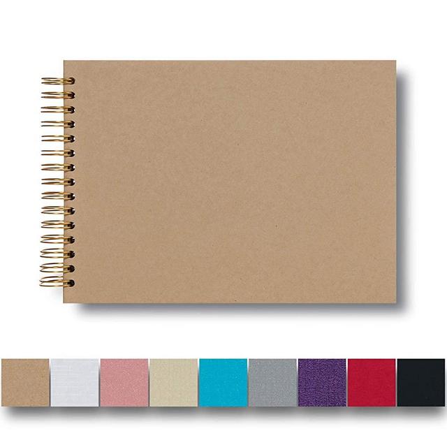 12.2 x 8.5 Inch Hardcover Kraft Blank Brown Page DIY Scrapbook Photo Album, 80 Pages (40 Sheets) Wedding Anniversary Family Small Scrapbook Photo Album (Brown)