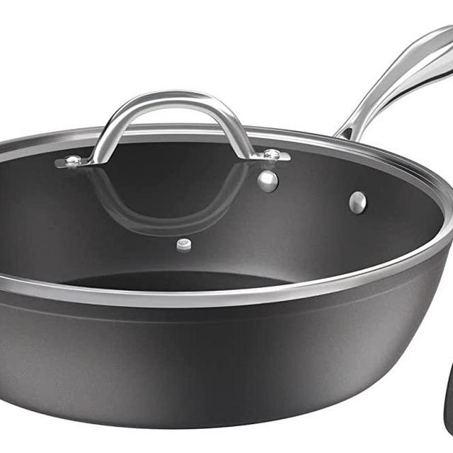 COOKER KING Deep Non stick Frying Pan with Lid, 11-inch Saute Pan,Healthy Pan for Cooking, Induction Compatible | Dishwasher Safe | Oven Safe | Non-Toxic PFOA & PFOS free (Black)