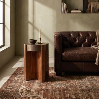 Phoenix Acacia Wood Side Table with Metal Top