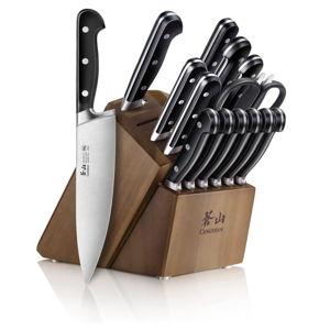 Cangshan Adams Series 1027266 German Steel Forged 15-Piece Knife Block Set, Black