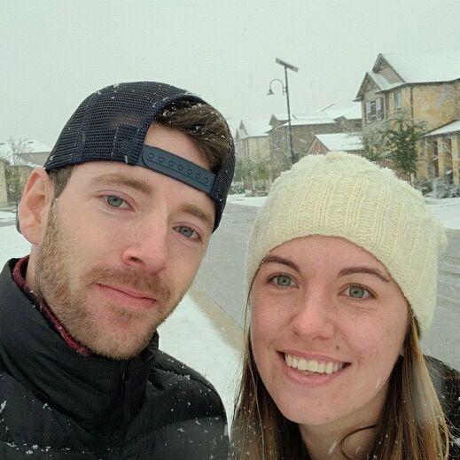 First snow/ice storm that took over Texas. Justin risked driving up to visit Jen with ice ridden highways all the way.