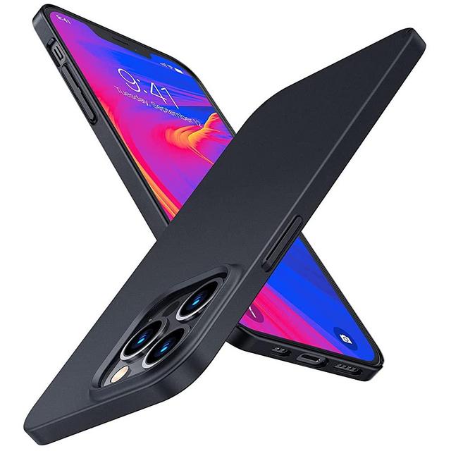 TORRAS Slim Fit Compatible for iPhone 13 Pro Case, Ultra Thin Lightweight Full Protection Secure Grip Hard PC Phone Cover Designed for iPhone 13 Pro Case 6.1 Inch, Space Black