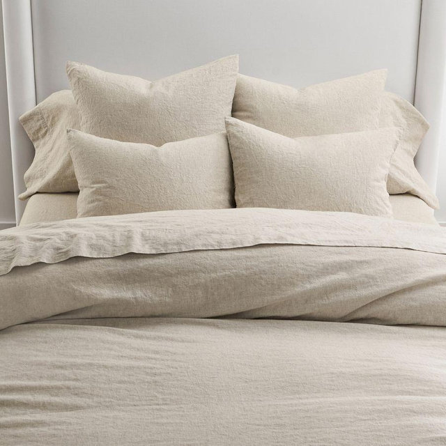 Oatmeal European Flax Linen/Cotton Duvet Cover, Full/Queen