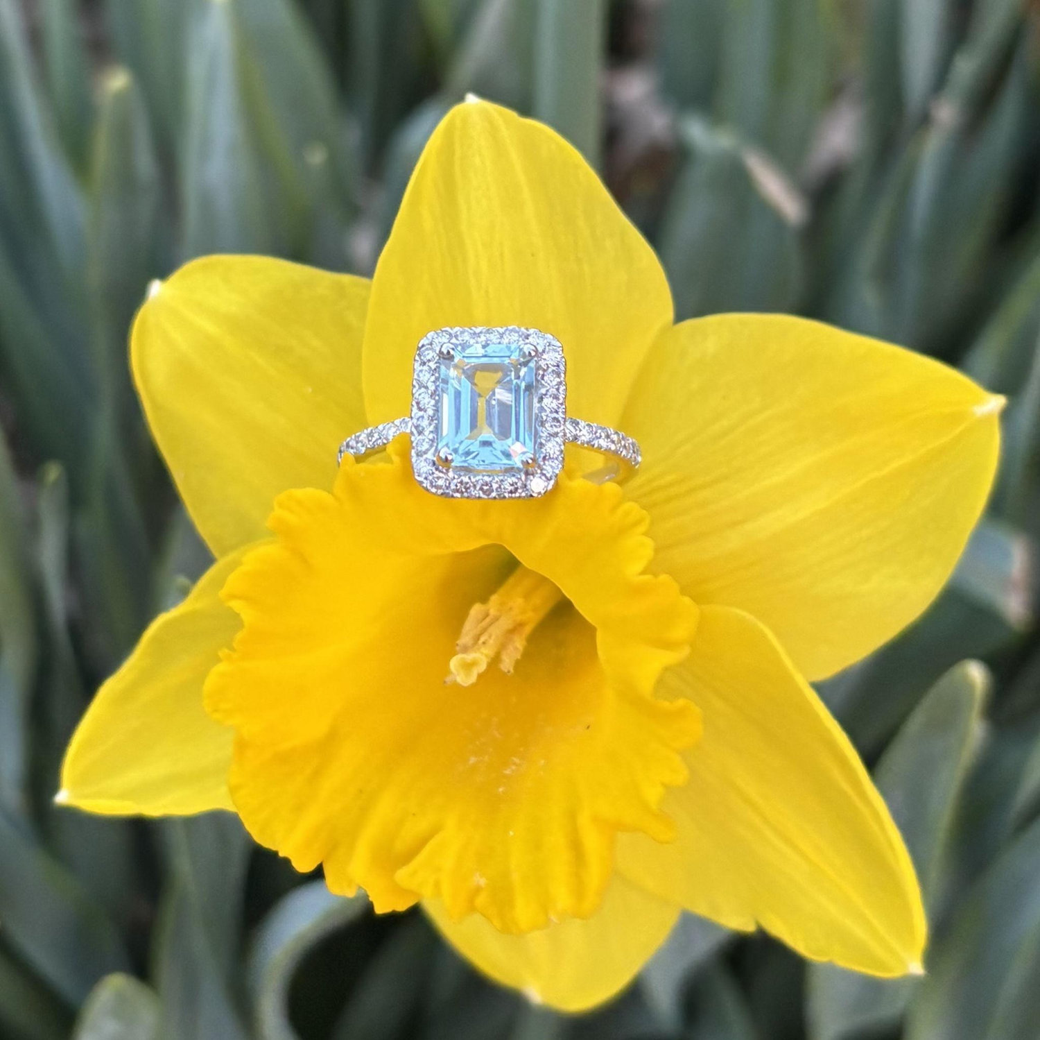 When Larry asked Becca's father for her hand, he asked if her ring could be made around a stone that Becca and her late mother got on vacation. That stone sits in the center of Becca's engagement ring