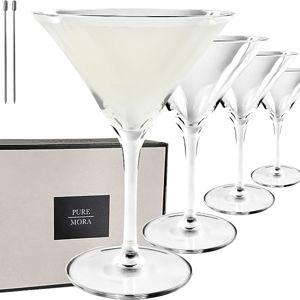 MORA PURE Martini Glasses, Set of 4-7oz - Handblown Premium Crystal Glass for Cockails, Martinis, Home Bar, Cosmos, Gimlet, Parties, Etc - Modern Classic Cocktail Glassware, Gift for Him/Her