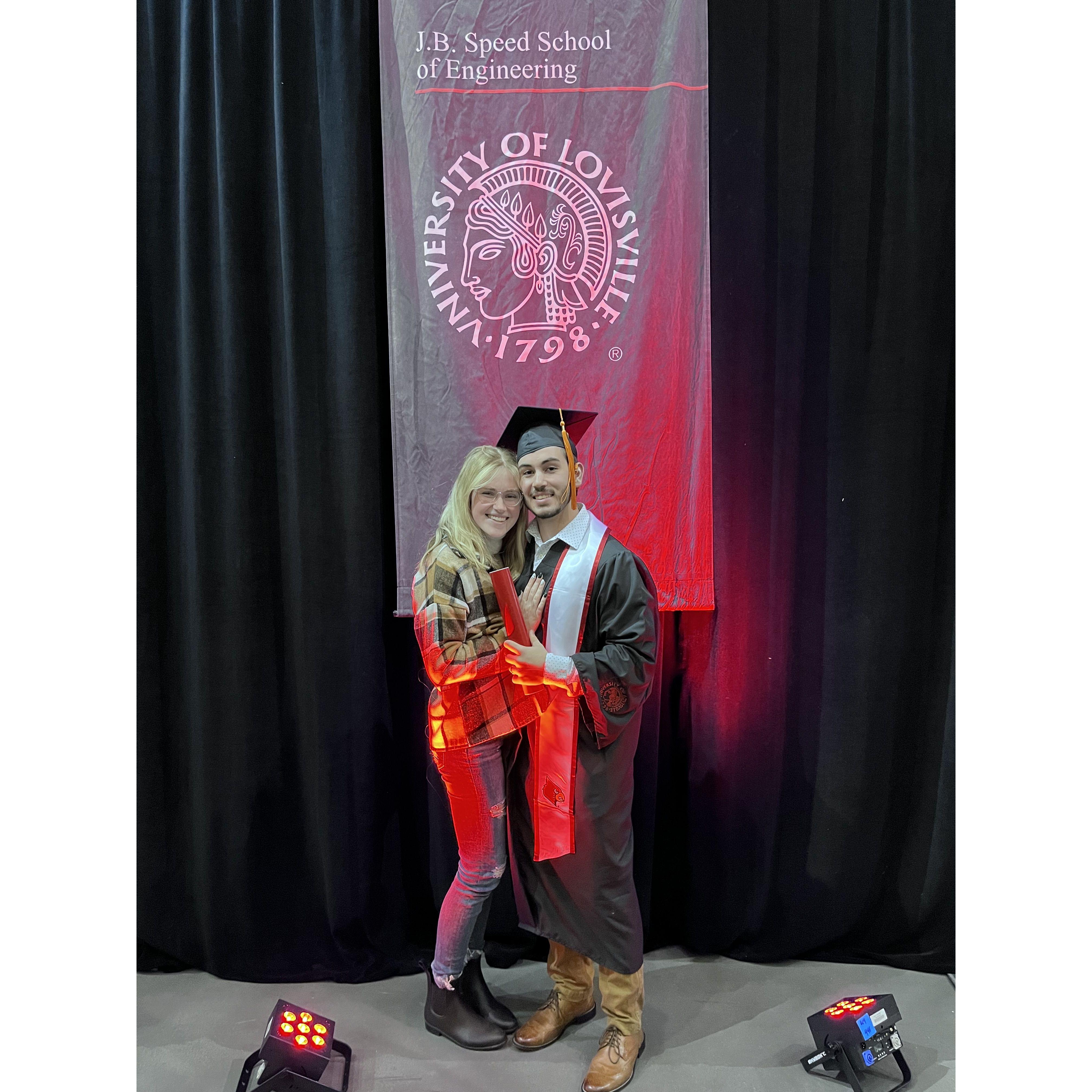 Liams graduation with his bachelors of science in electrical and computer engineering.