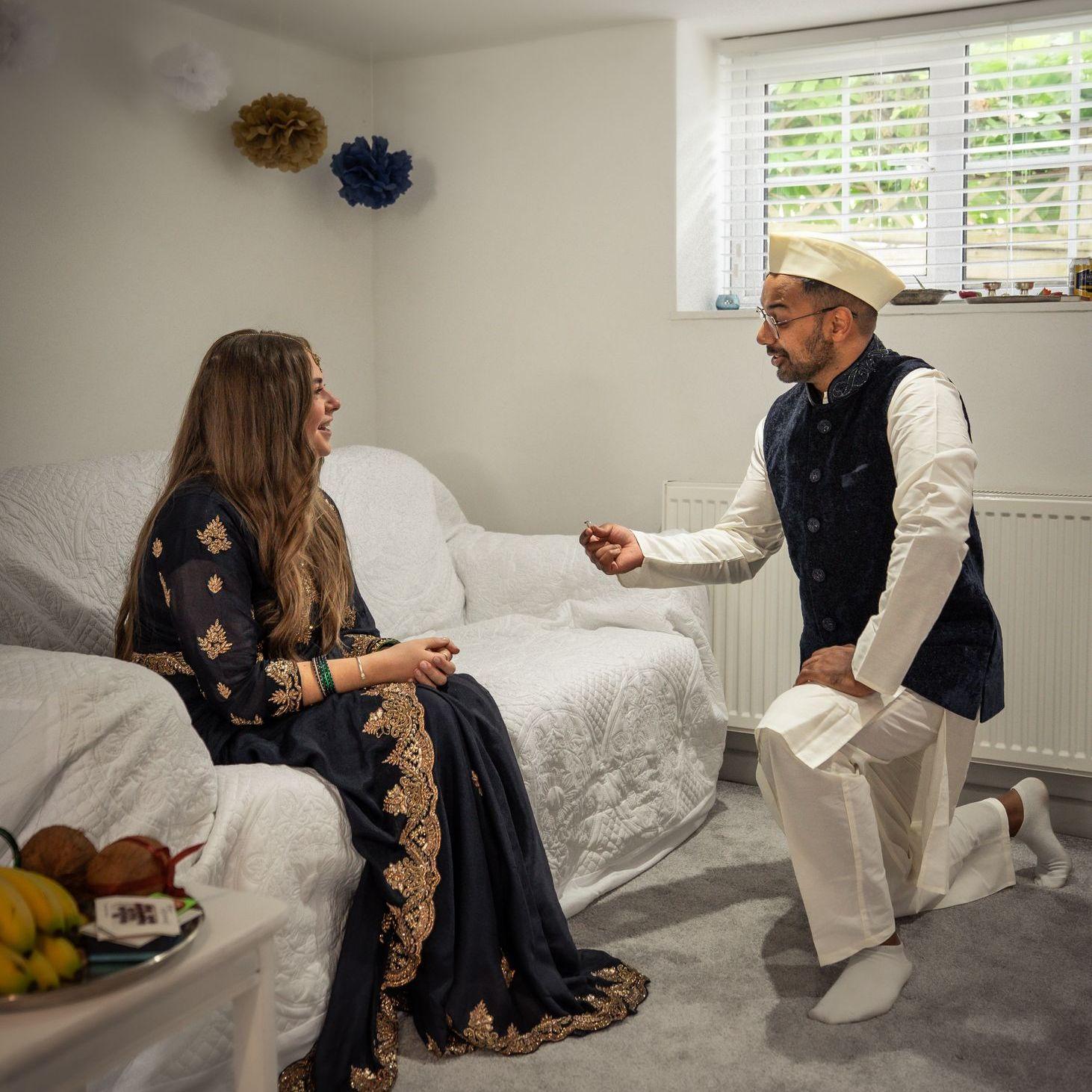 Vay had to pop the question several times at our engagement ceremony, Freya did not mind!