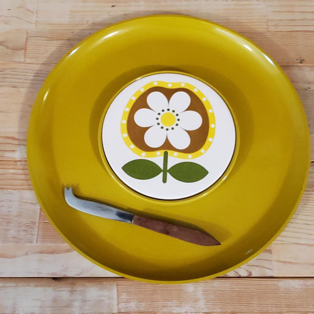 Vintage Shafford Country Fair Cheese & Cracker Tray with Knife