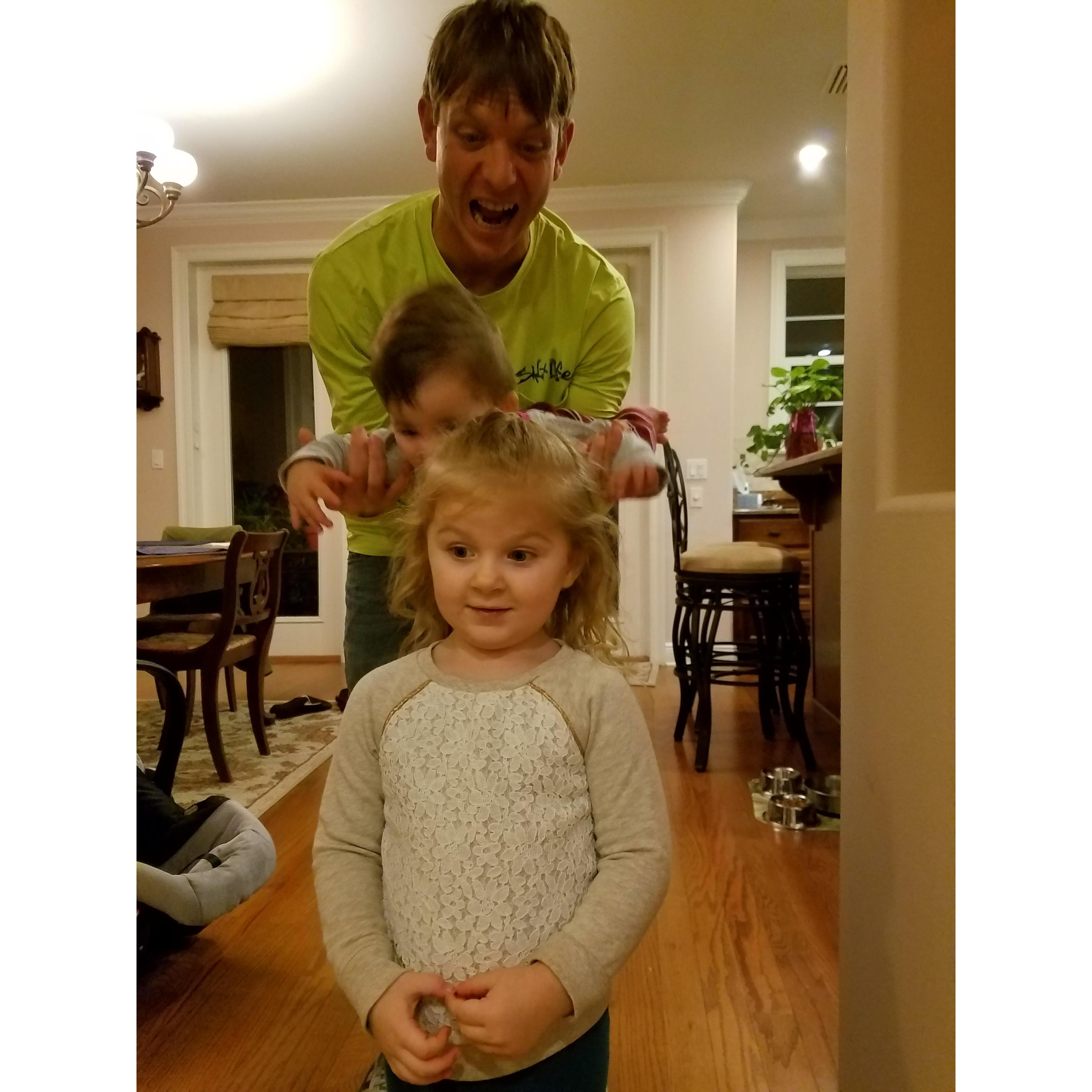 Evan having fun with the kids, like normal.