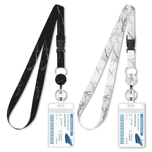 2-Pack Waterproof Retractable Lanyards for Cruise Ship Cards, Marble Print ID Card Holder with Detachable Buckle for Royal Caribbean, Carnival, Disney, NCL Cruise Essentials 2026
