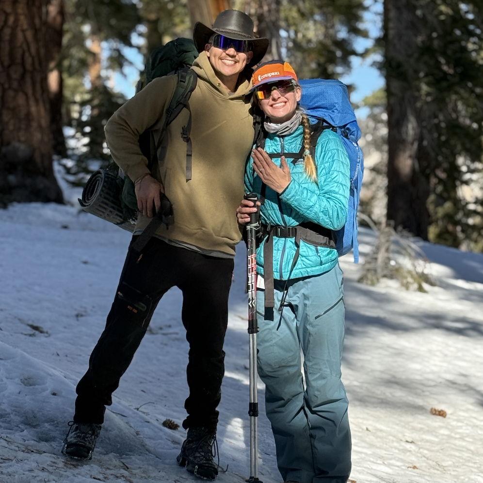 Marcos got down on one knee on a backpacking trip in Sequoia National Park in January 2025.