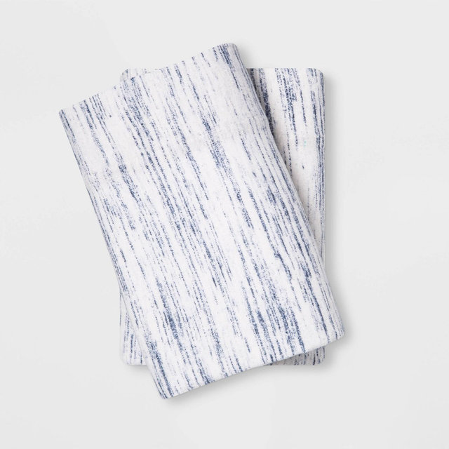 Standard Printed Jersey Pillowcase Set Navy Spacedye - Room Essentials™