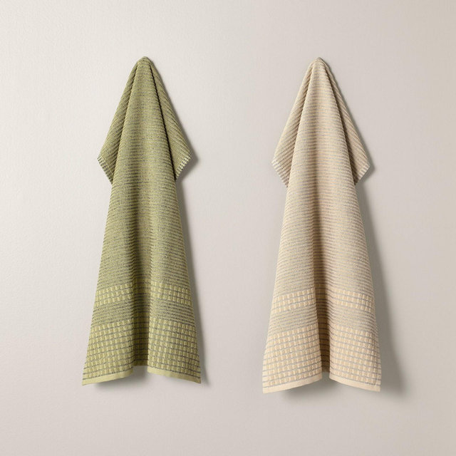 Set of 2 Striped Terry Kitchen Towels Green - Hearth & Hand™ with Magnolia
