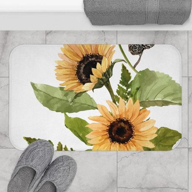 Watercolor Sunflower Kitchen Mat