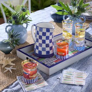 Check Stoneware Pitcher